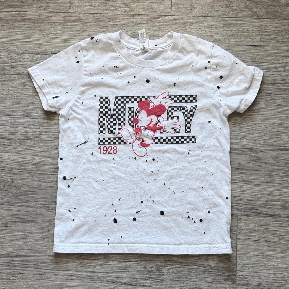 Mickey Mouse White and Black Kids T-Shirt Size 10-12 M